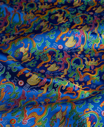 Dark Navy-Ground “Five Stars Rise in the East” Shu Brocade