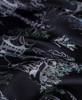 Black-Ground Panda Garden Shu Brocade