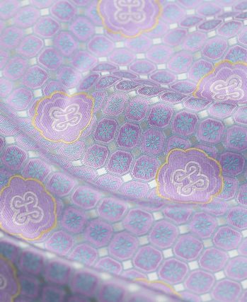 Beige Shu Brocade Fabric with Purple Four-Sided Brocade Pattern