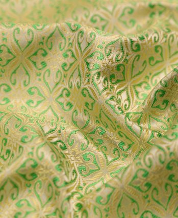 Beige Shu Brocade Fabric with Yellow Persimmon Calyx & Ruyi Pattern