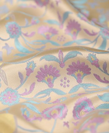 Beige Shu Brocade with Yellow Winged Horse Pattern