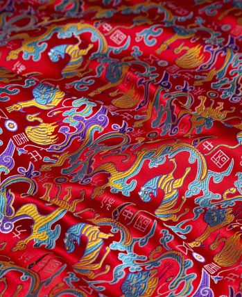 Red “Five Stars Rise in the East” Shu Brocade Fabric