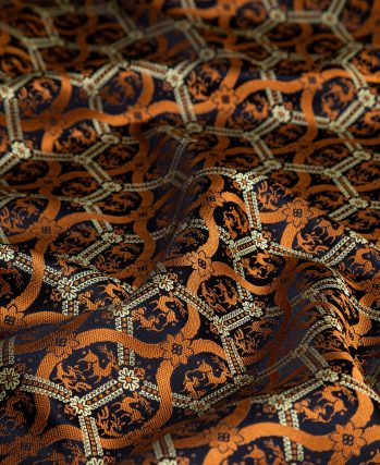 Black “Wave, Lion & Deer” Shu Brocade Fabric